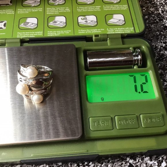 Sterling Silver White Pearl Ring Israel Designer Signed HG 7.2g Size 6 - Picture 11 of 11